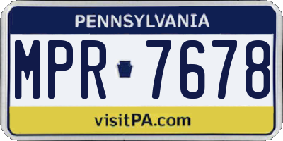 PA license plate MPR7678