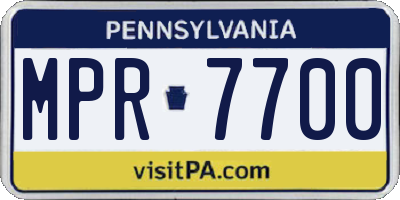 PA license plate MPR7700