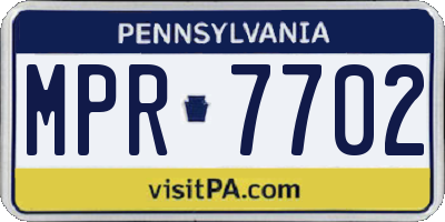 PA license plate MPR7702