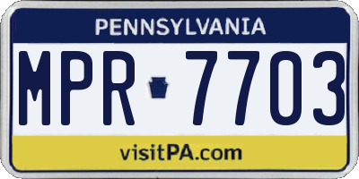 PA license plate MPR7703