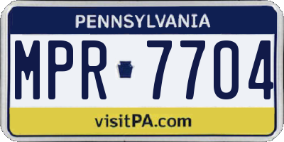 PA license plate MPR7704