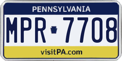 PA license plate MPR7708