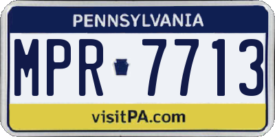 PA license plate MPR7713