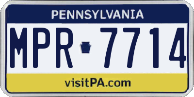 PA license plate MPR7714