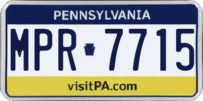 PA license plate MPR7715