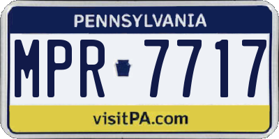 PA license plate MPR7717
