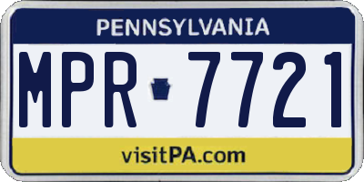 PA license plate MPR7721