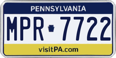 PA license plate MPR7722
