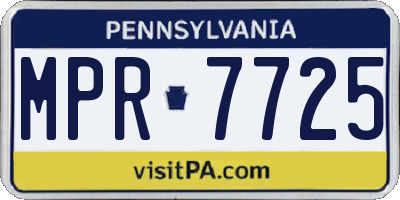 PA license plate MPR7725