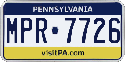 PA license plate MPR7726