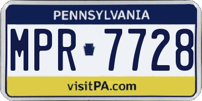 PA license plate MPR7728