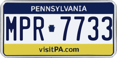 PA license plate MPR7733