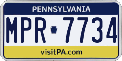 PA license plate MPR7734
