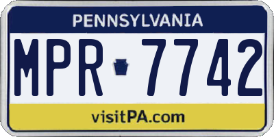 PA license plate MPR7742