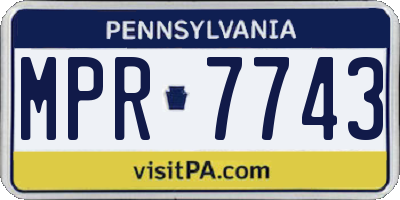 PA license plate MPR7743