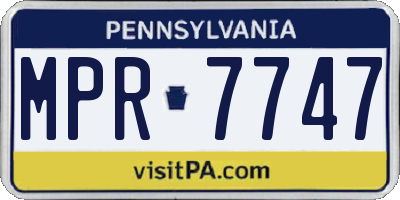 PA license plate MPR7747