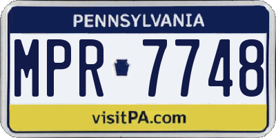 PA license plate MPR7748