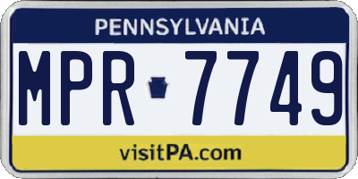 PA license plate MPR7749