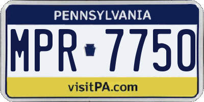 PA license plate MPR7750