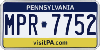 PA license plate MPR7752