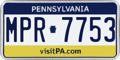 PA license plate MPR7753