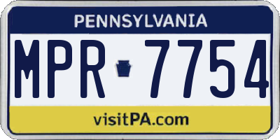PA license plate MPR7754