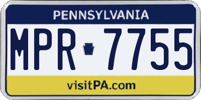 PA license plate MPR7755