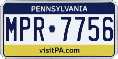 PA license plate MPR7756
