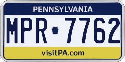 PA license plate MPR7762