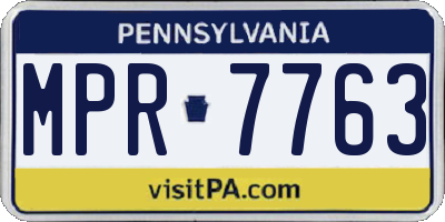 PA license plate MPR7763