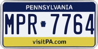 PA license plate MPR7764