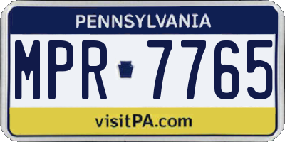 PA license plate MPR7765