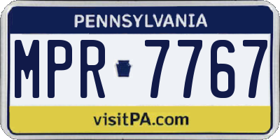 PA license plate MPR7767