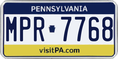 PA license plate MPR7768