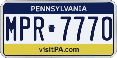 PA license plate MPR7770