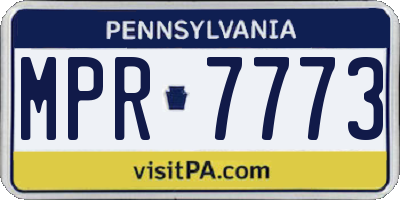 PA license plate MPR7773