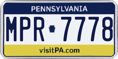 PA license plate MPR7778