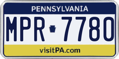 PA license plate MPR7780