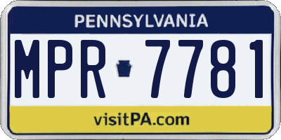 PA license plate MPR7781