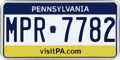 PA license plate MPR7782