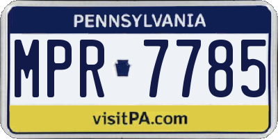 PA license plate MPR7785