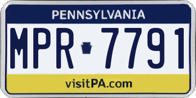 PA license plate MPR7791