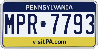 PA license plate MPR7793