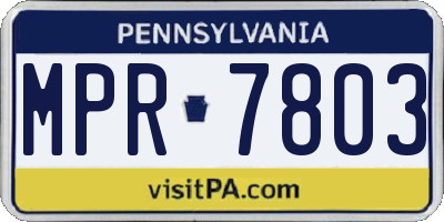 PA license plate MPR7803