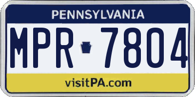 PA license plate MPR7804