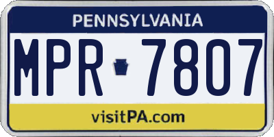 PA license plate MPR7807