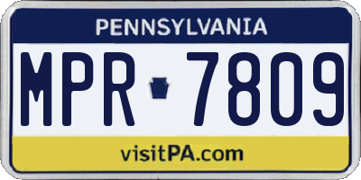PA license plate MPR7809