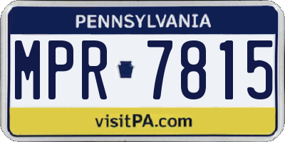 PA license plate MPR7815