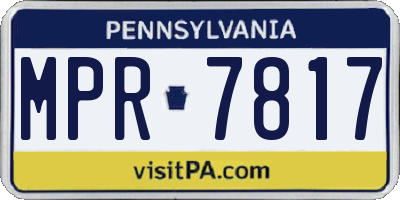 PA license plate MPR7817