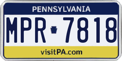 PA license plate MPR7818